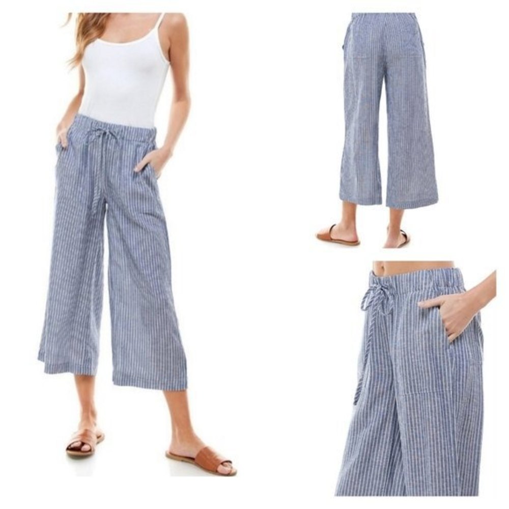Striped Blue Cropped Pants